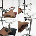 600mm Chemistry Lab Stand with Adjustable Clips & Hoops, Stainless Steel
