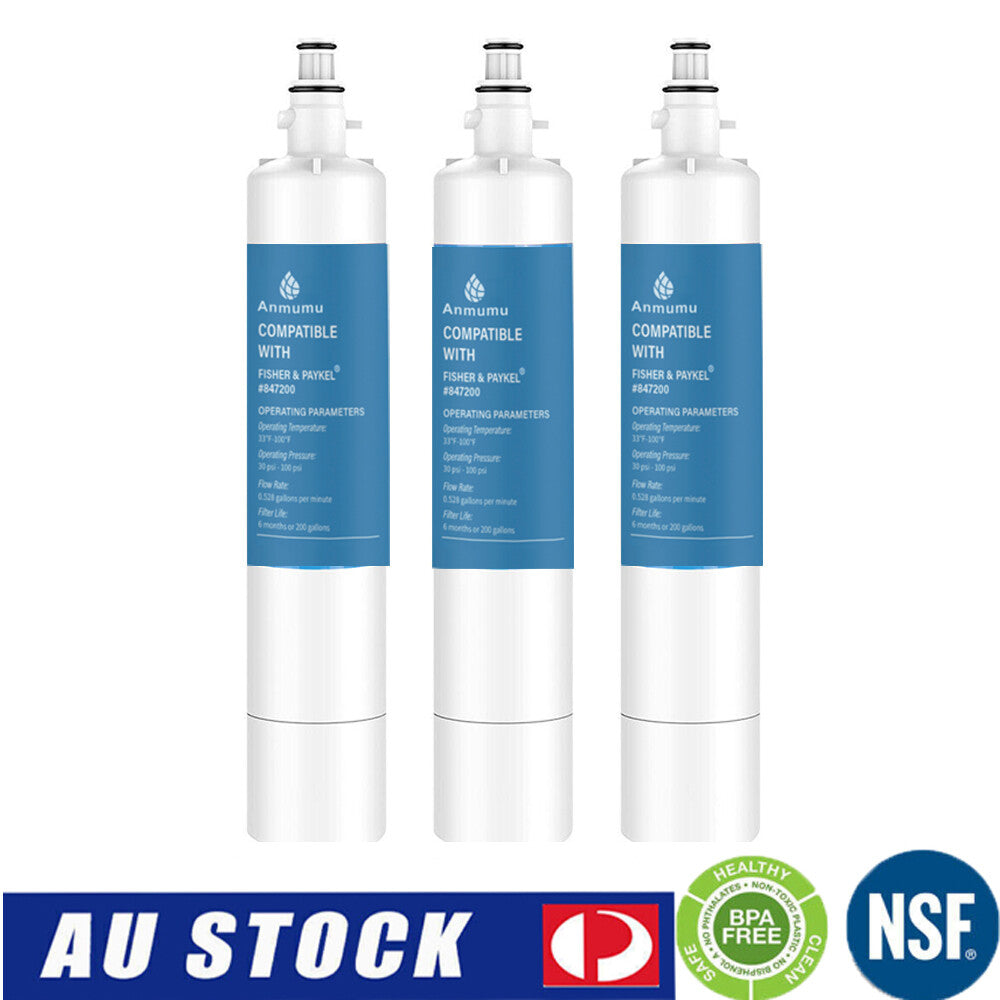 3Pcs Fisher Paykel 847200 Premium Compatible Ice & Water Fridge Filter - 847200