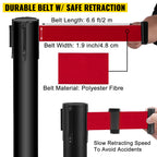 Stainless Steel Crowd Control Barriers with Sign Holder and Retractable Belts - 4 Pack