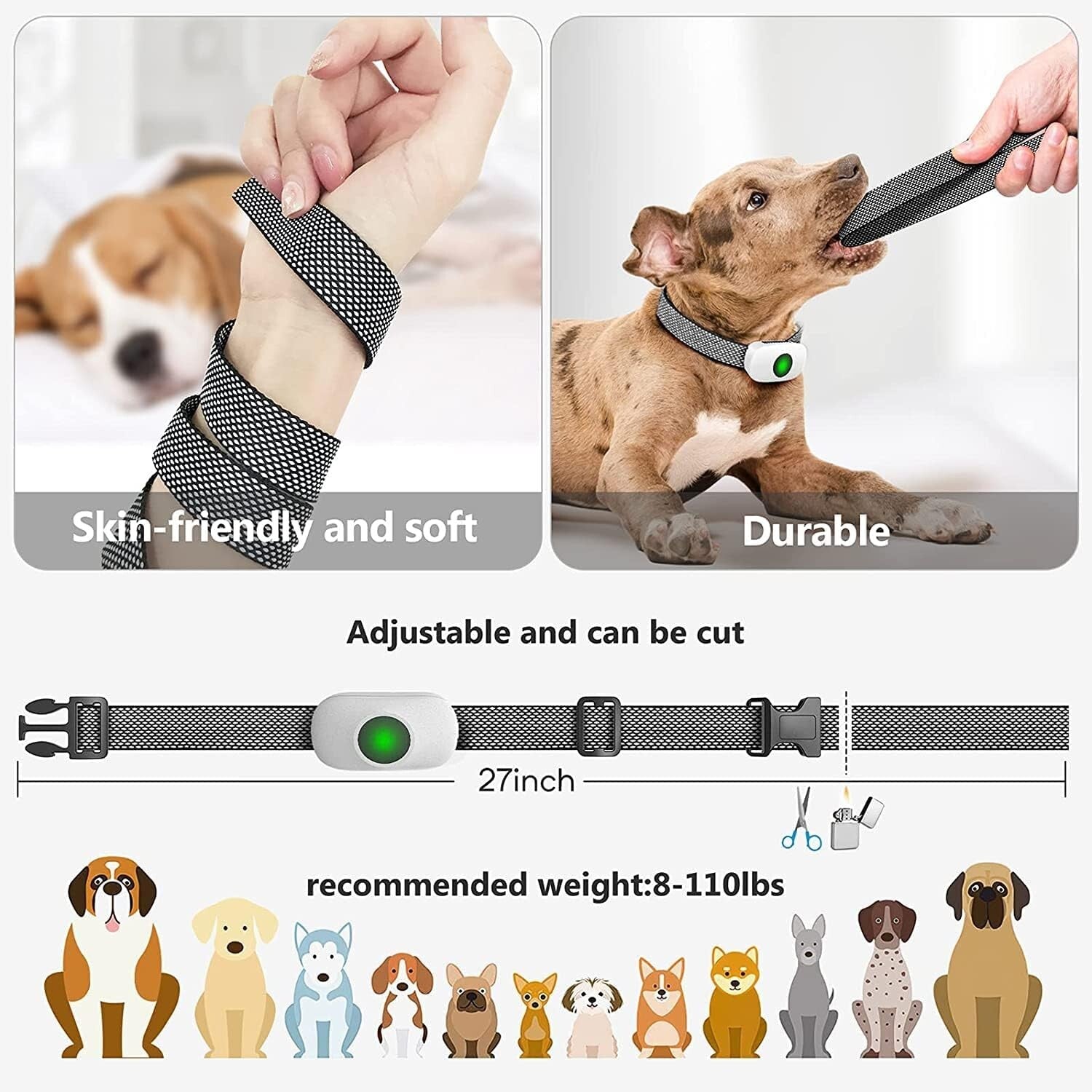 Anti Bark Pet Dog Training Collar Remote Control Obedience Collar E-Collar USB