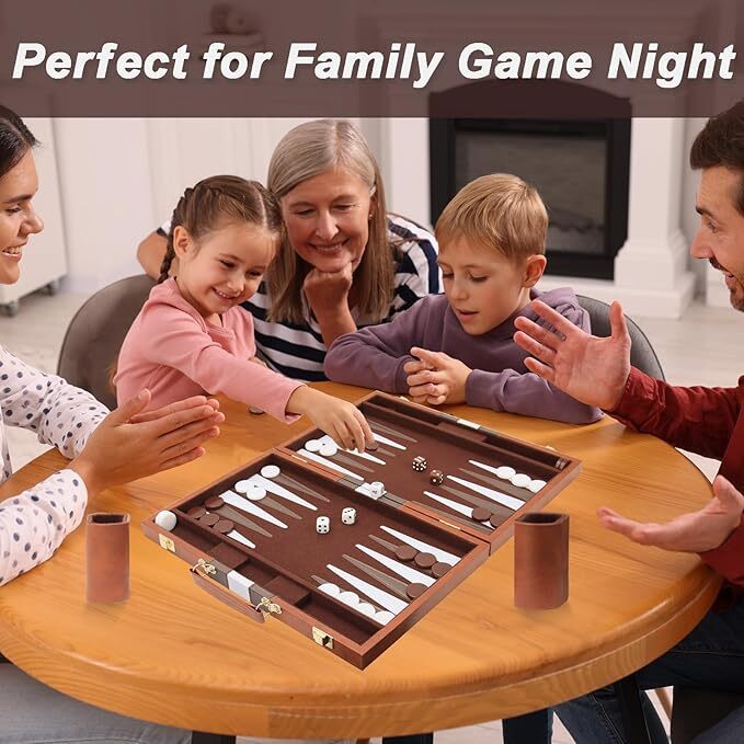 18inch Backgammon Set Classic Board Game Premium Leather Case Portable Game Set