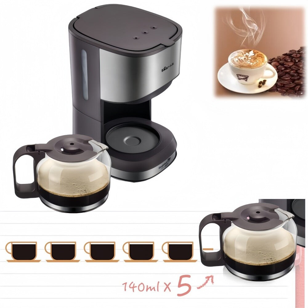5-Cup Drip Coffee Maker Automatic  Americano Coffee Machine Stainless Filter
