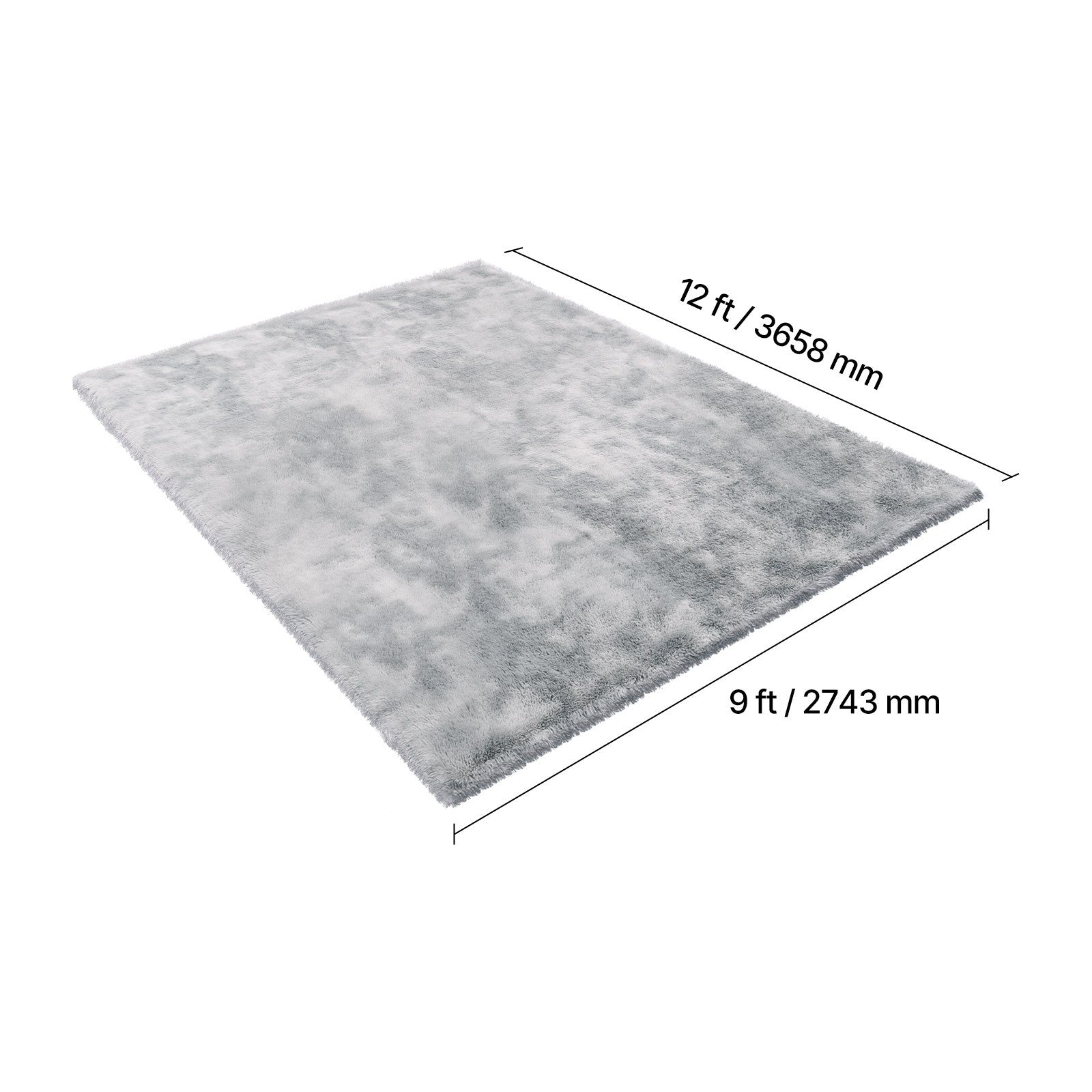 Indoor Plush Area Rug 2.74 x 3.66m Soft Carpet for Living Room Decor