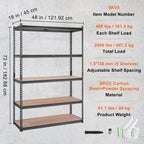 Heavy Duty Metal Storage Shelving Unit with Adjustable Shelves and 2000 lbs Capacity