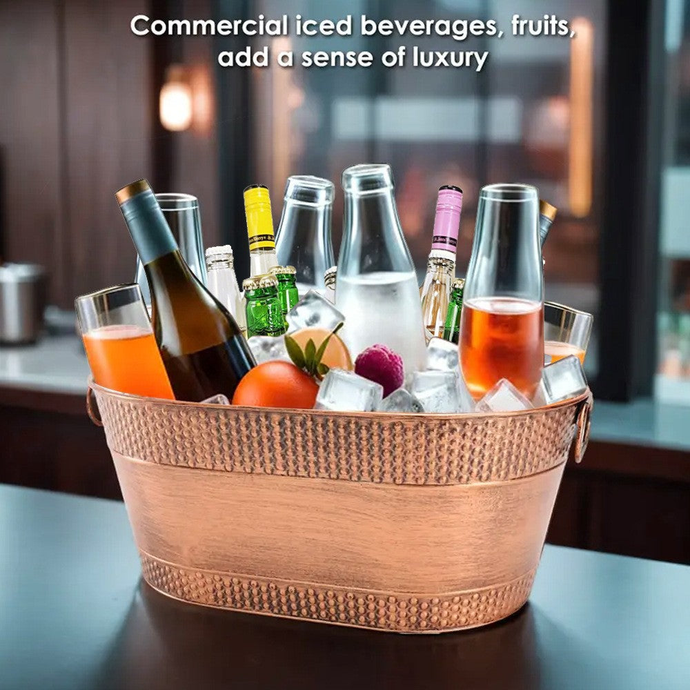 2pcs Vintage Copper Ice Buckets Champagne Cooler Beverage Buckets Home Bar Use