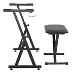 Z-Style Piano Keyboard Stand & Bench with Wheels and Adjustable Height
