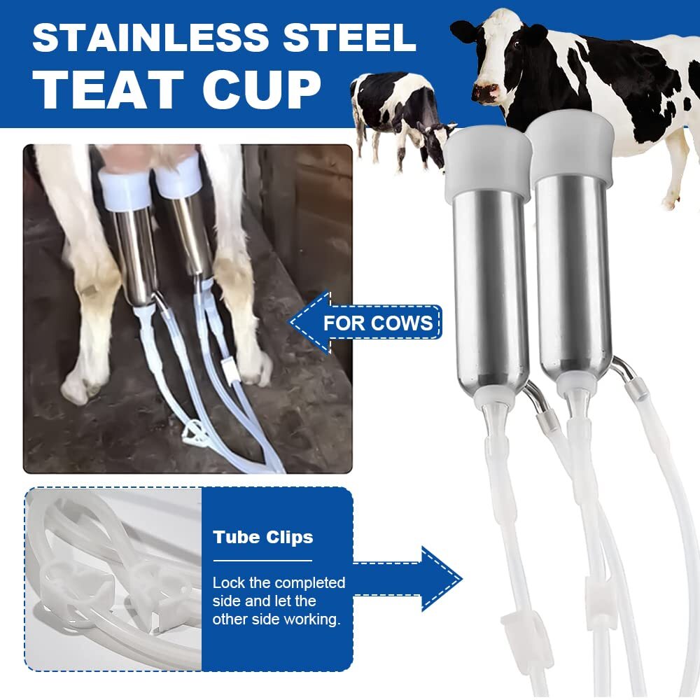 14L Electric Cattle Cow Milker Pulse Vacuum Pump Farm Milking Machine