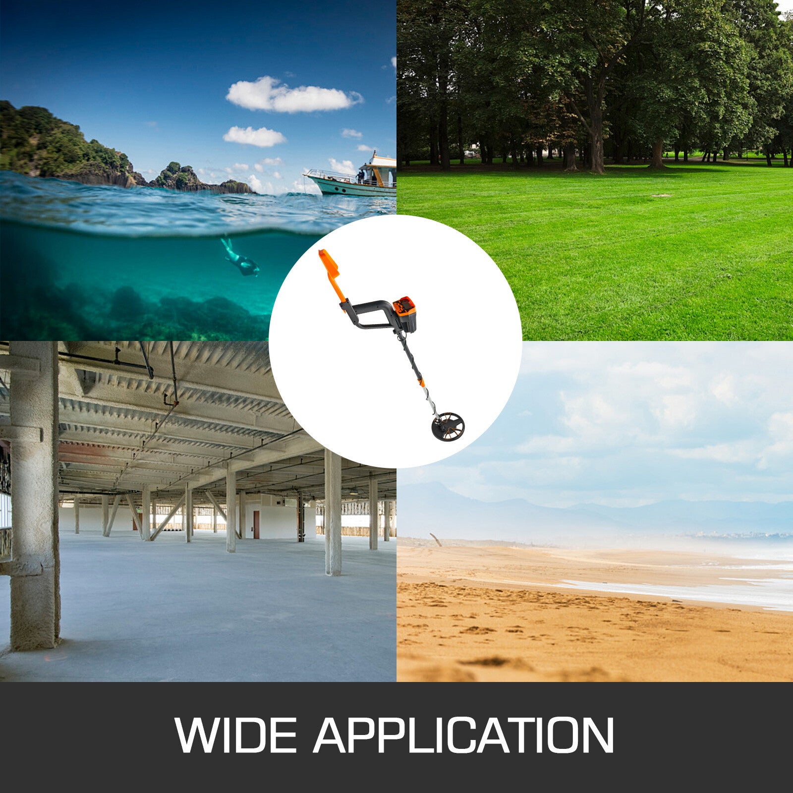High Accuracy Waterproof Metal Detector with LCD, Shovel & Headphone Bundle
