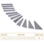 12Pcs Angle Gauge Block Set Accuracy Steel Machinist Tool 1/4 to 30 Degree & Box