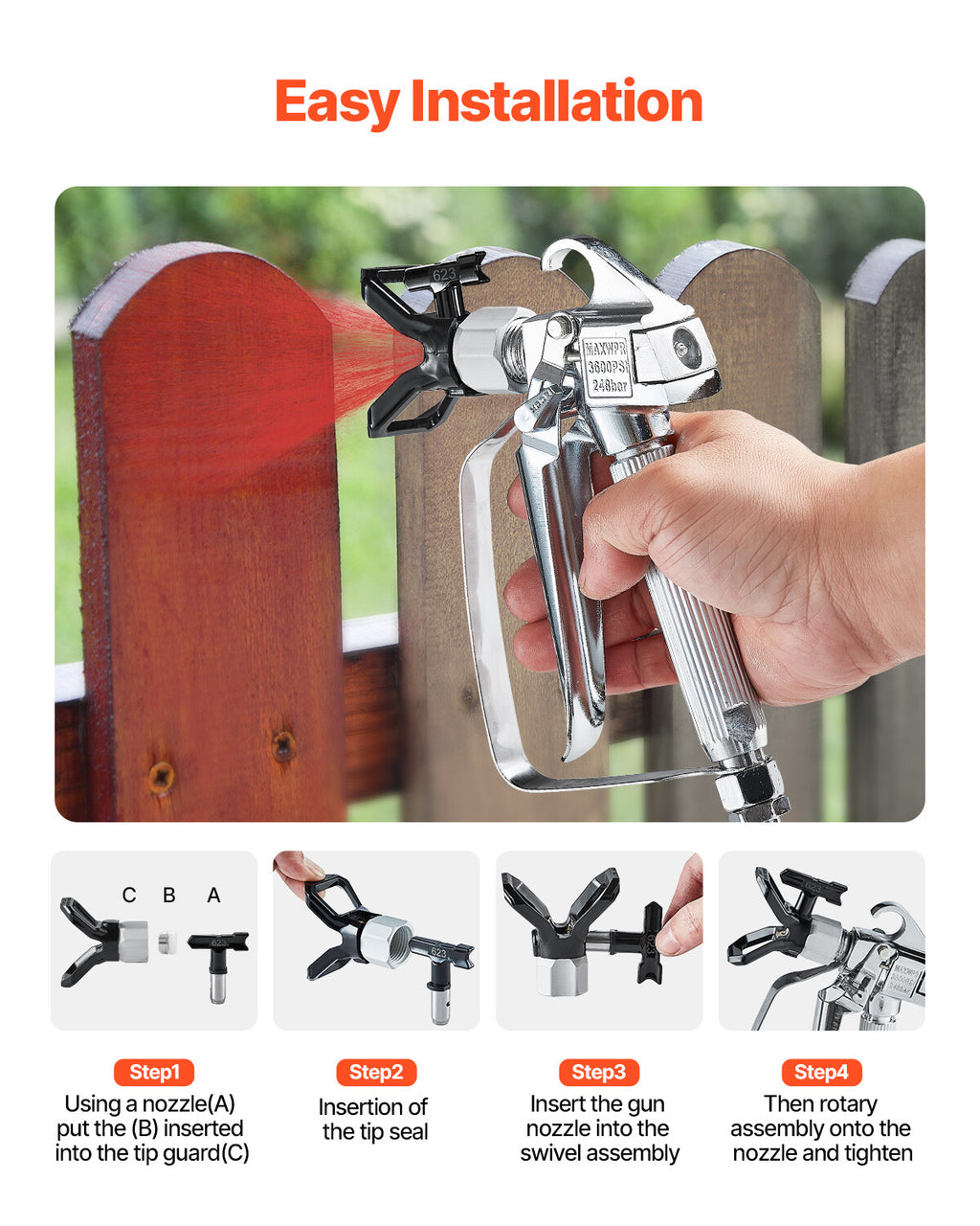 High-Pressure Airless Paint Spray Gun with 517 Tip for Versatile Applications