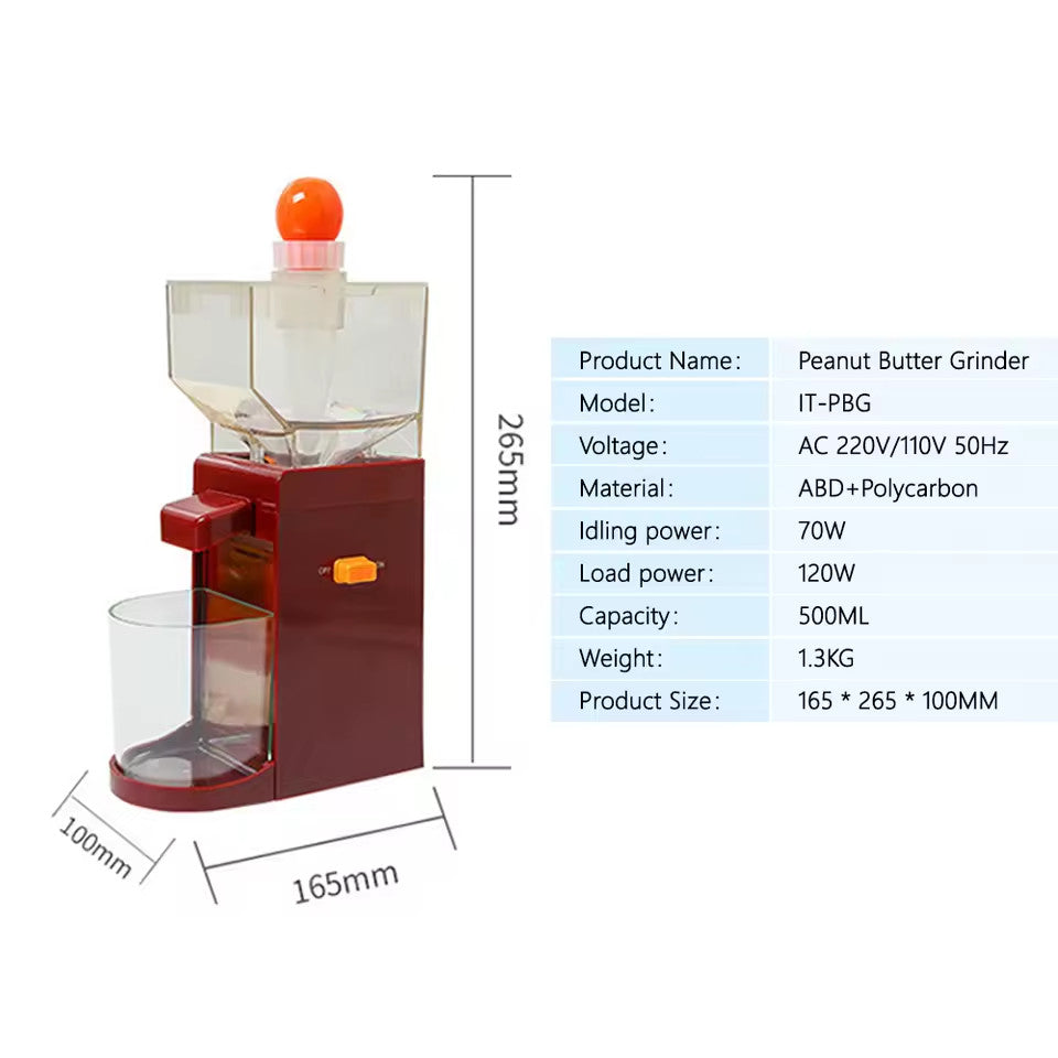 Peanut Butter Grinder Electric Nut Butter Maker Almond Grinding Machine 500ML