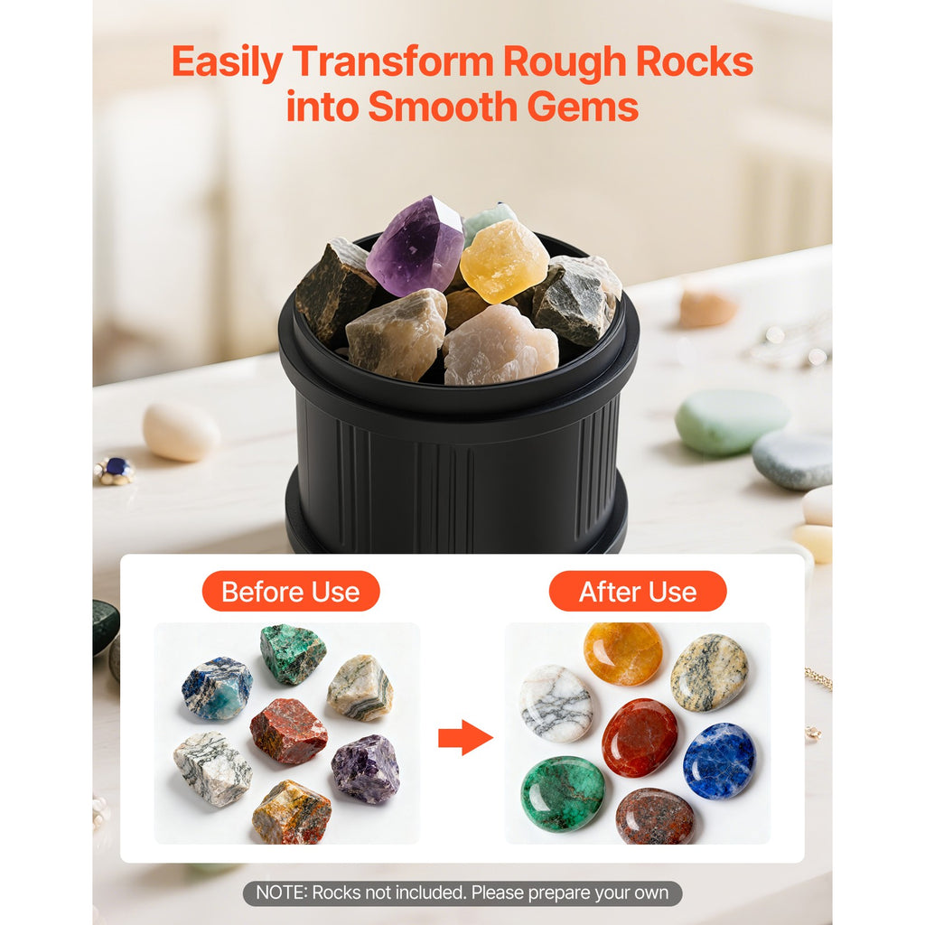 8lbs Rock Tumbler Kit with 4 Speeds and 9-Day Timer, Includes Adapter