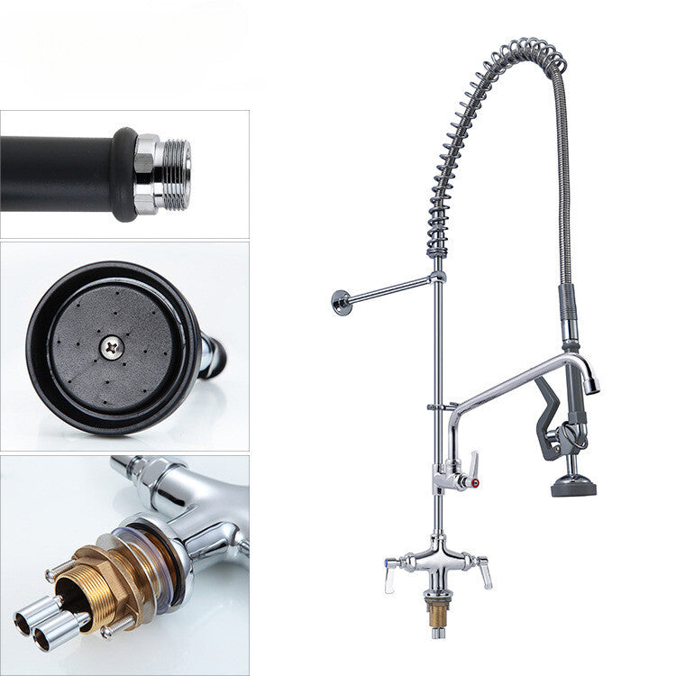 25" Commercial Pre-Rinse Faucet Wall Mount Kitchen Sink Faucet w/ Sprayer