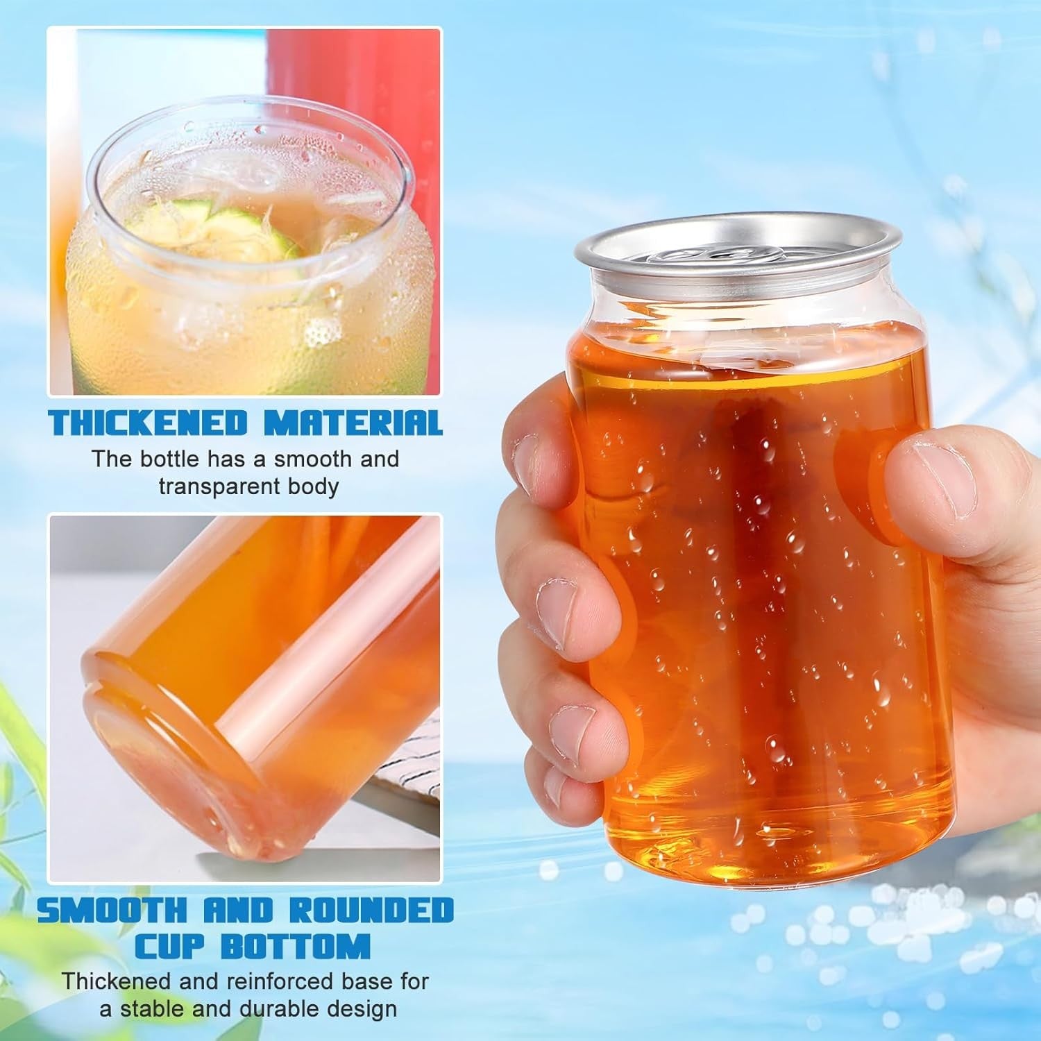 Milk Tea Cup Pet Bottle Clear Plastic Drink Container with Lid Reusable Beverage