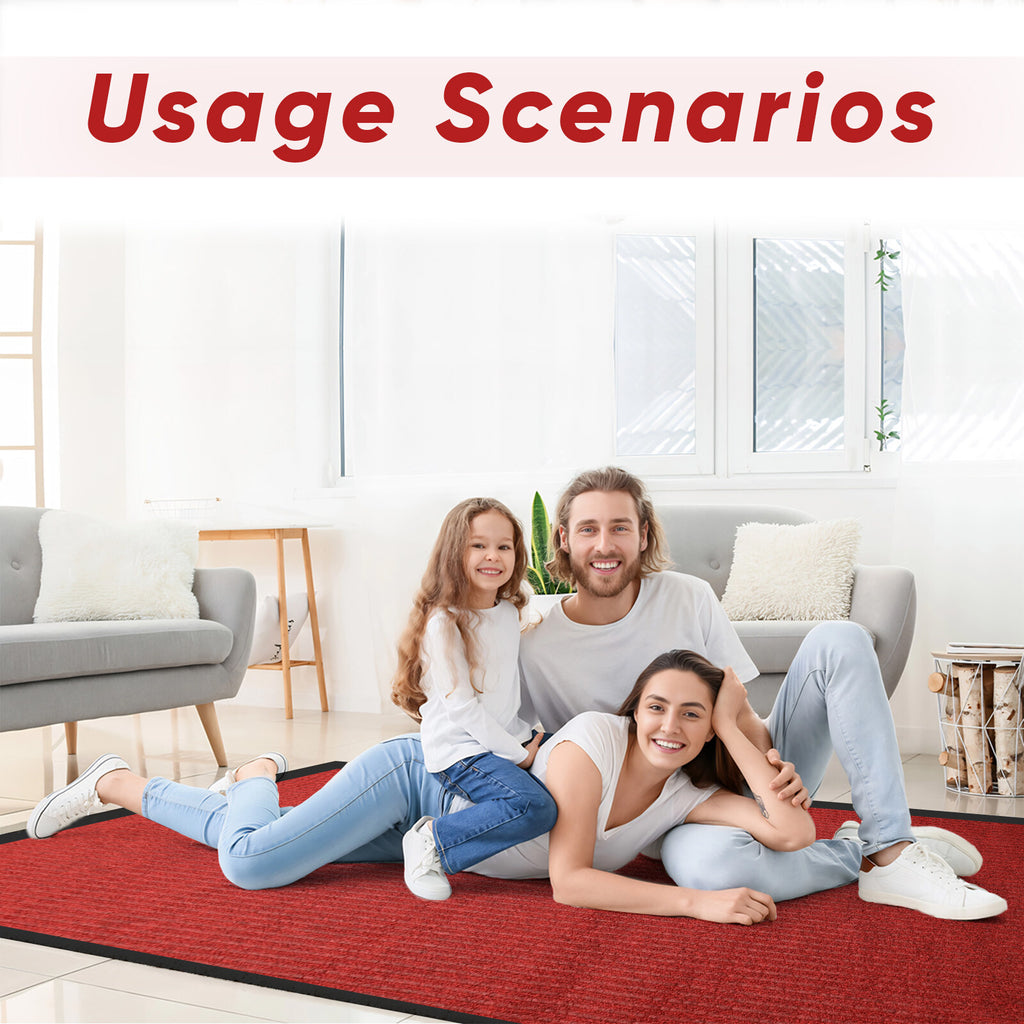3x10' Floor Carpet Non Slip Rubber Door Mat Entrance Hallway Runner Rug Red Mat