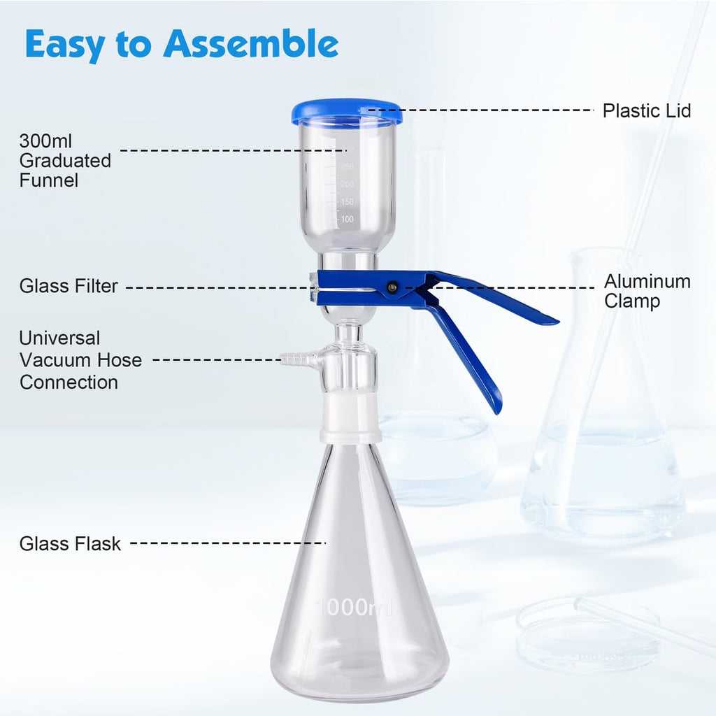 Glass Vacuum Suction Filter 1000mL Lab Vacuum Filtration Distillation Apparatus