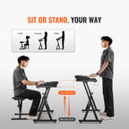 Z-Style Piano Keyboard Stand & Bench with Wheels and Adjustable Height