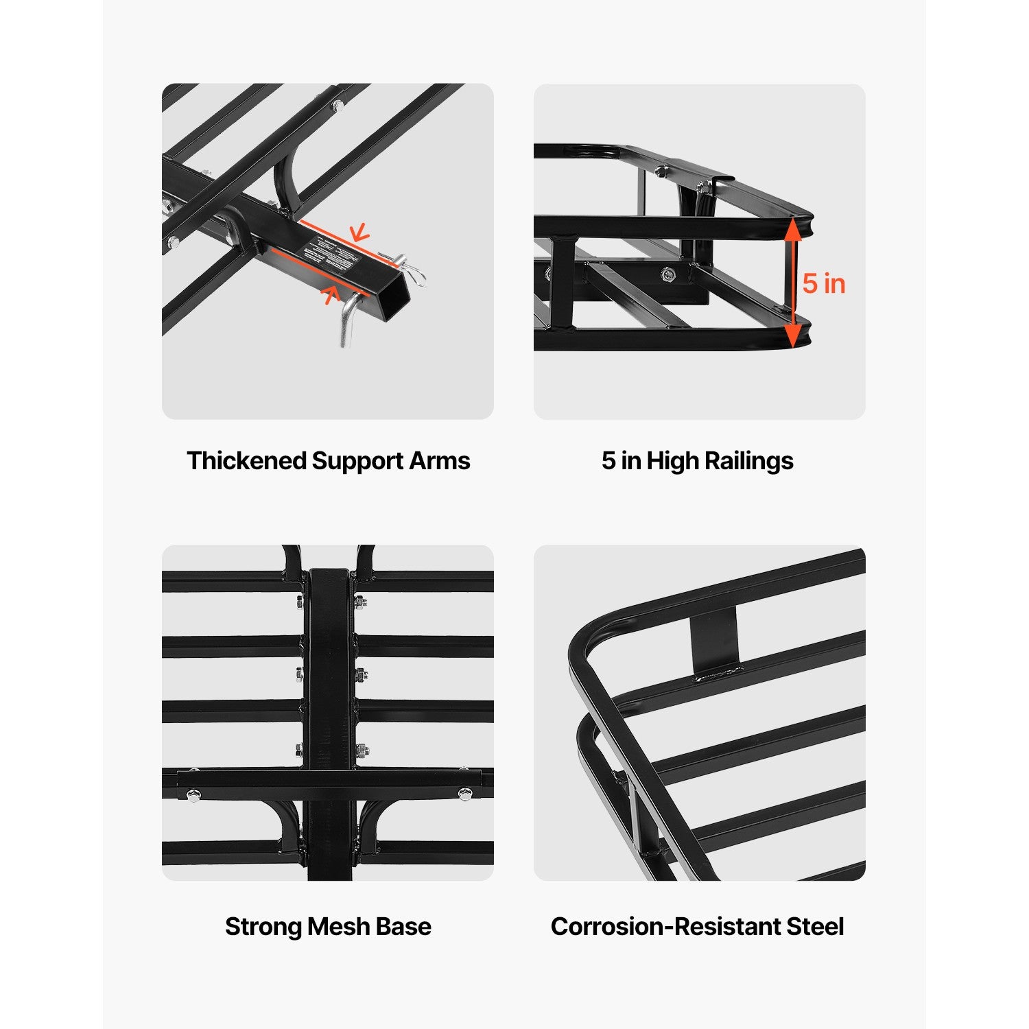 Folding Hitch Cargo Carrier with 500 lbs Capacity and Cargo Net for 2" Receiver