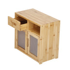 Bamboo Countertop Cupboard 2 Tier Pantry Kitchen Desk Tea Coffee Storage Cabinet
