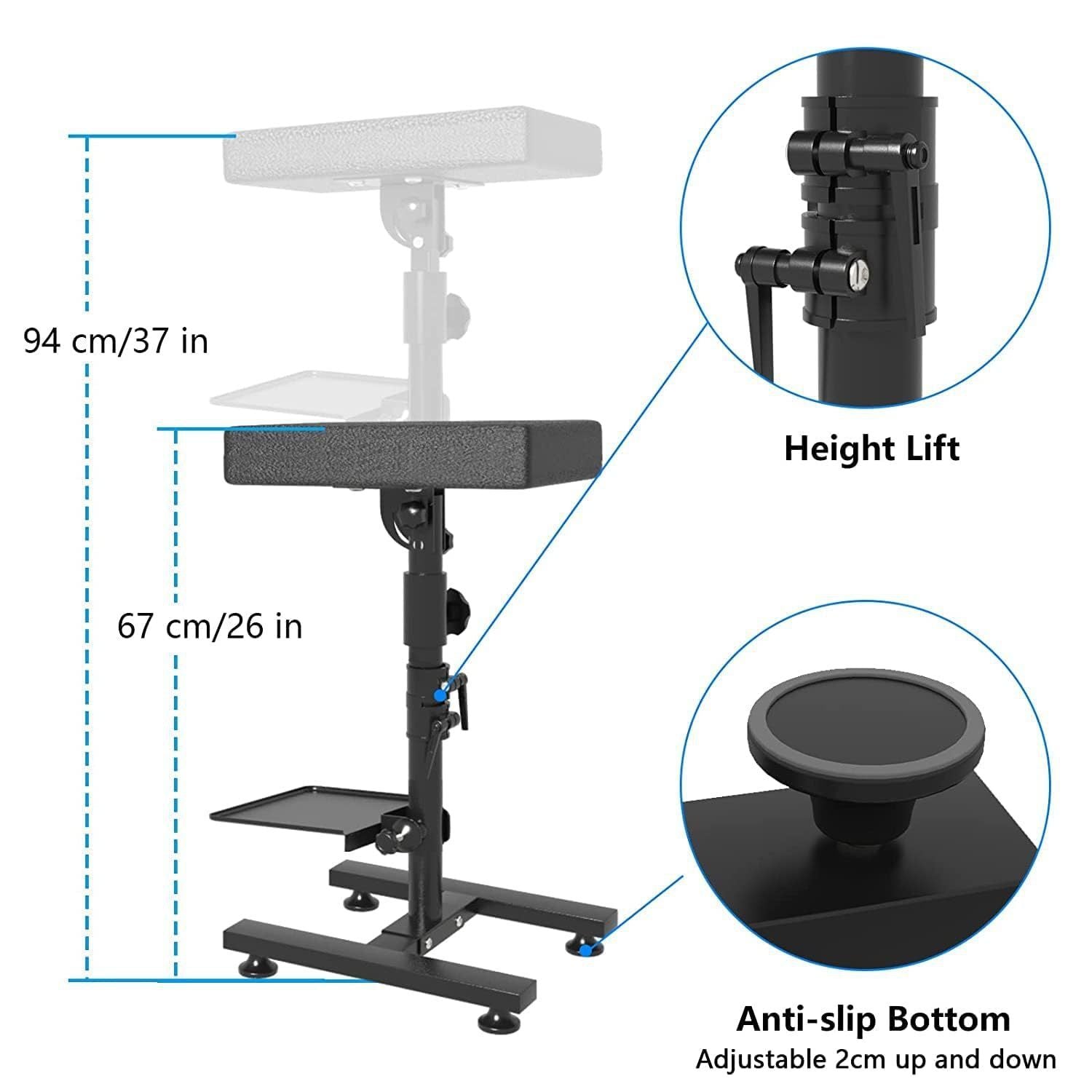Tattoo Arm Rest Adjustable Height Leather Soft Sponge Pad Tattoo Armrest Stand