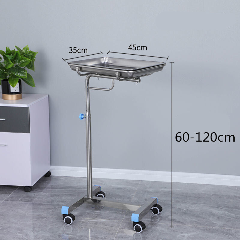 Mobile Mayo Tray Stainless Steel Trolley Surgical Medical Salon Instrument Cart