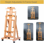 Artist Easel H-Frame Easel Large Studio Heavy-Duty Wood Painting Art Easel Stand