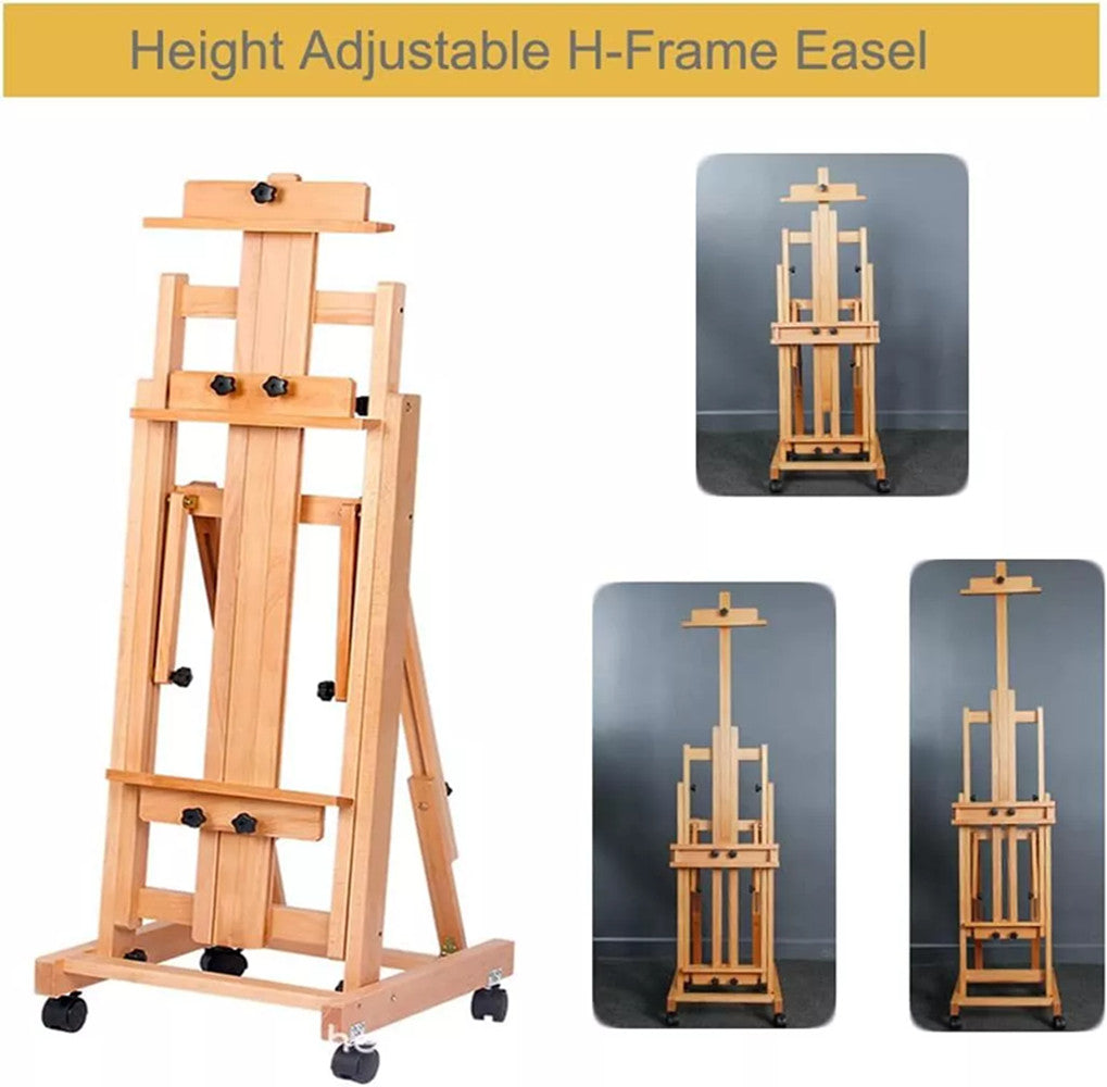 Artist Easel H-Frame Easel Large Studio Heavy-Duty Wood Painting Art Easel Stand