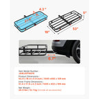 Folding Hitch Cargo Carrier with 500 lbs Capacity and Cargo Net for 2" Receiver