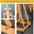Artist Easel H-Frame Easel Large Studio Heavy-Duty Wood Painting Art Easel Stand