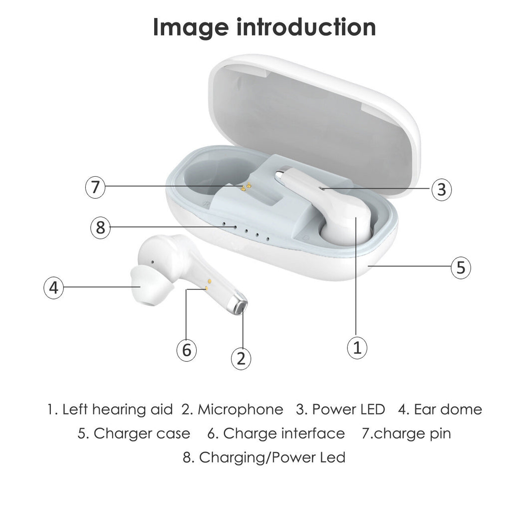 1 Pair Hearing Aids Rechargeable Digital Bluetooth Hearing Aids with Phone App