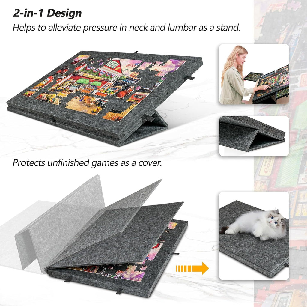 Portable Puzzle Board 1000pcs Felt Jigsaw Puzzle Table with Drawers Covers