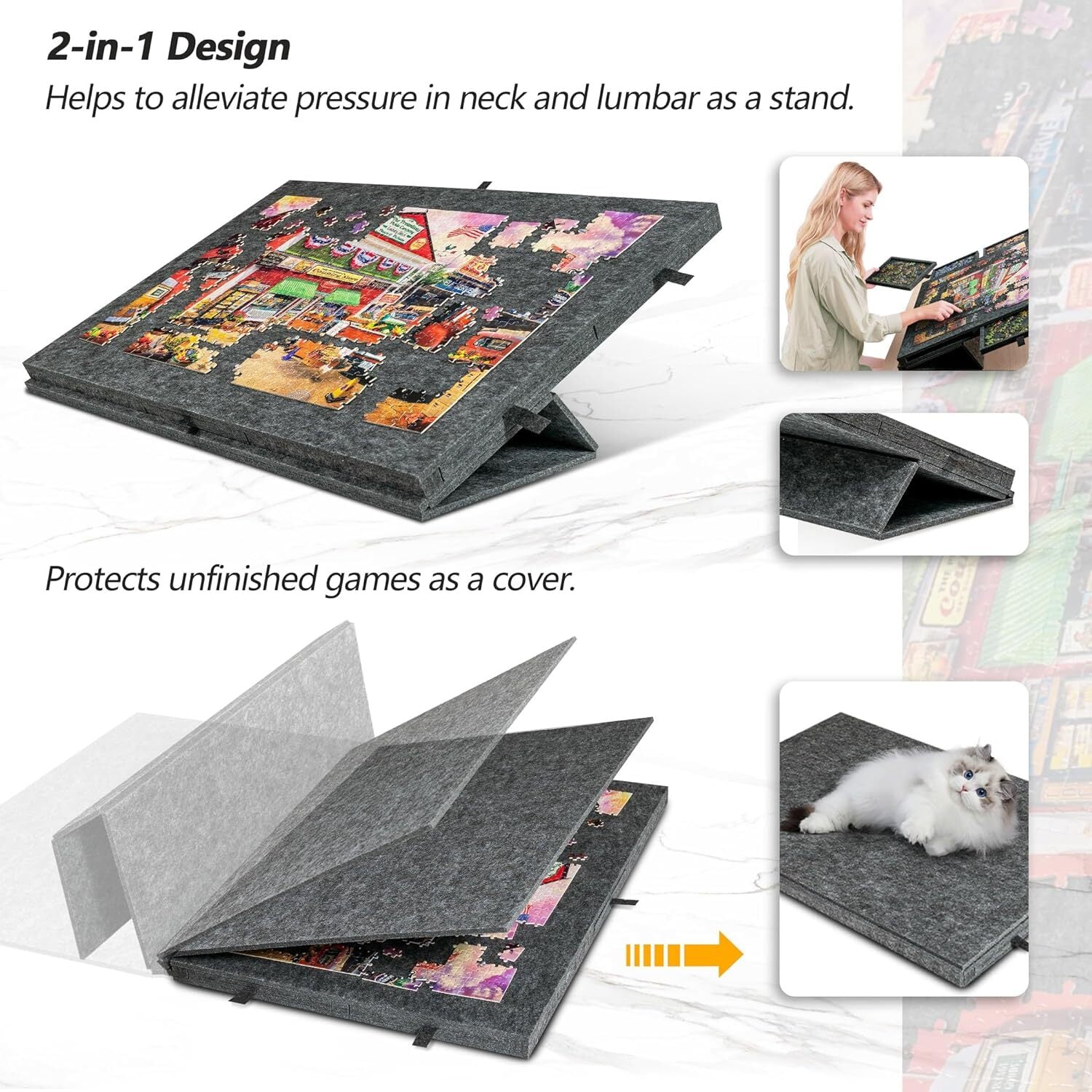 Portable Puzzle Board 1000pcs Felt Jigsaw Puzzle Table with Drawers Covers