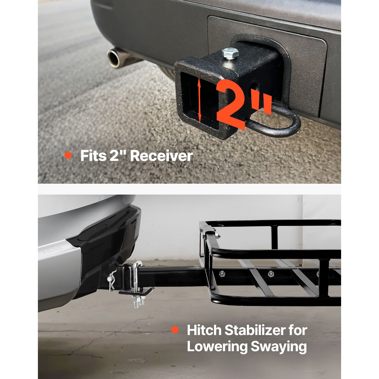 Folding Hitch Cargo Carrier with 500 lbs Capacity and Cargo Net for 2" Receiver