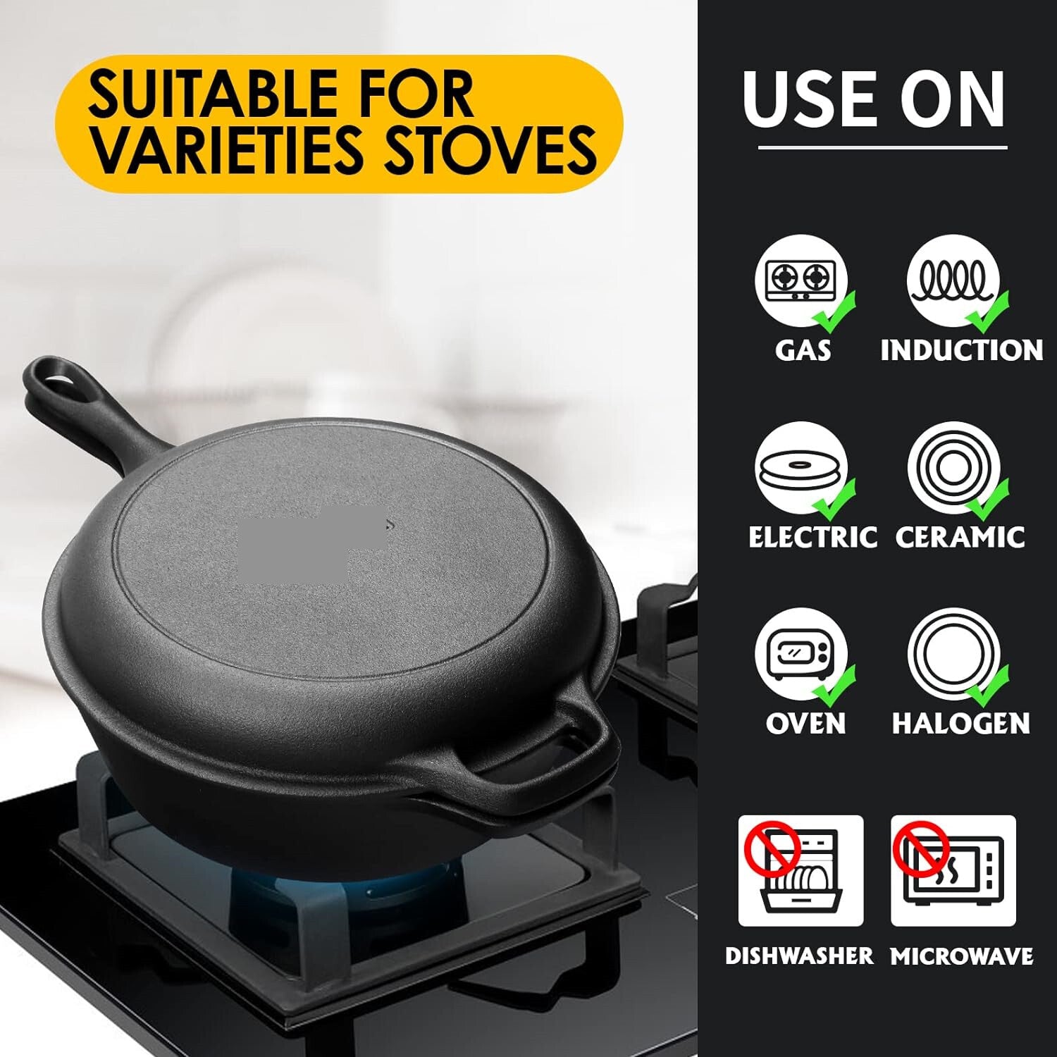 2 In 1 Cast Iron Dutch Oven Skillet 10" Cooker Pot for BBQ &Cooking & Frying Pan