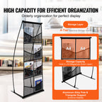 4-Tier Mesh Brochure Display Stand with 8 Pockets for Magazines & Flyers