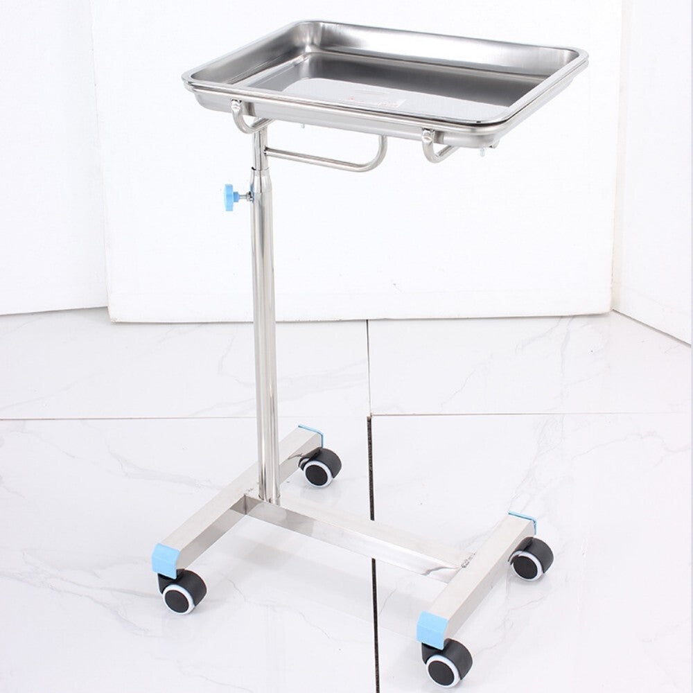 Mobile Mayo Tray Stainless Steel Trolley Surgical Medical Salon Instrument Cart
