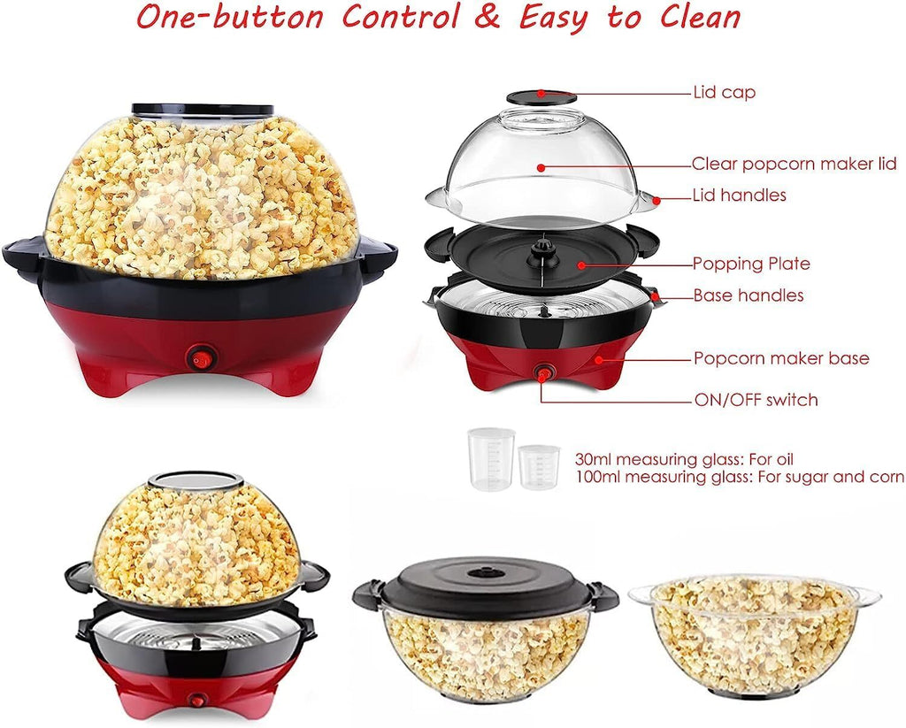 5L Home Electric Hot Air Popper Popcorn Maker Pop Corn Party Snack Machine 800W