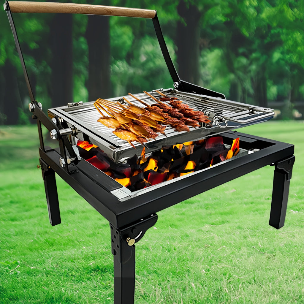 Folding Barbecue Grill Portable Charcoal Grill with Rotating Cooking Griller AU
