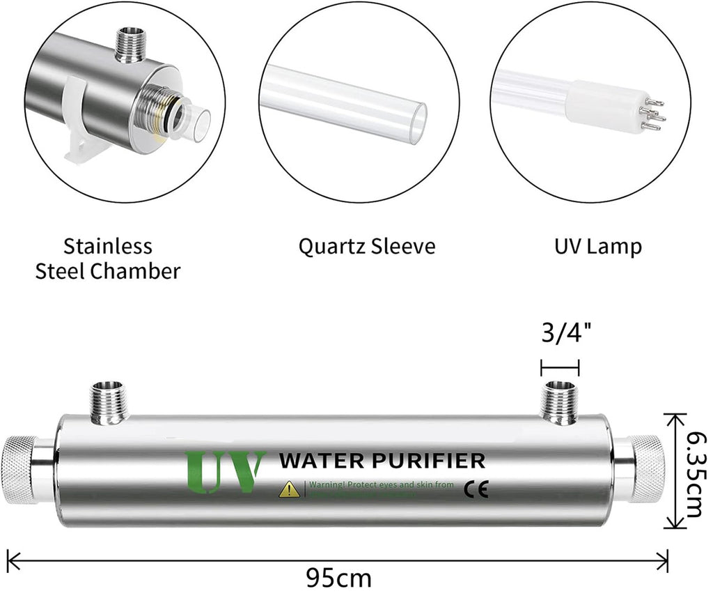 55W Water Ultraviolet Sterilizer Whole House Water Purifier System Filters 220V