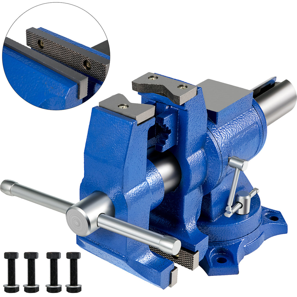 6-Inch Heavy Duty Bench Vise with 360° Swivel Base and High Clamping Force