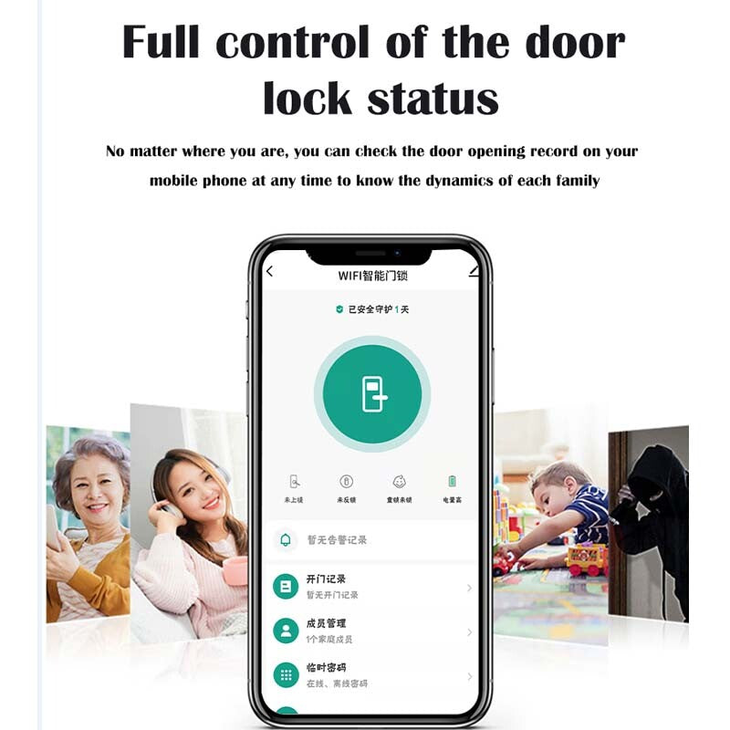 Premium Digital Smart Door Lock 3D Face Fingerprint Code WIFI APP + Lock/Striker