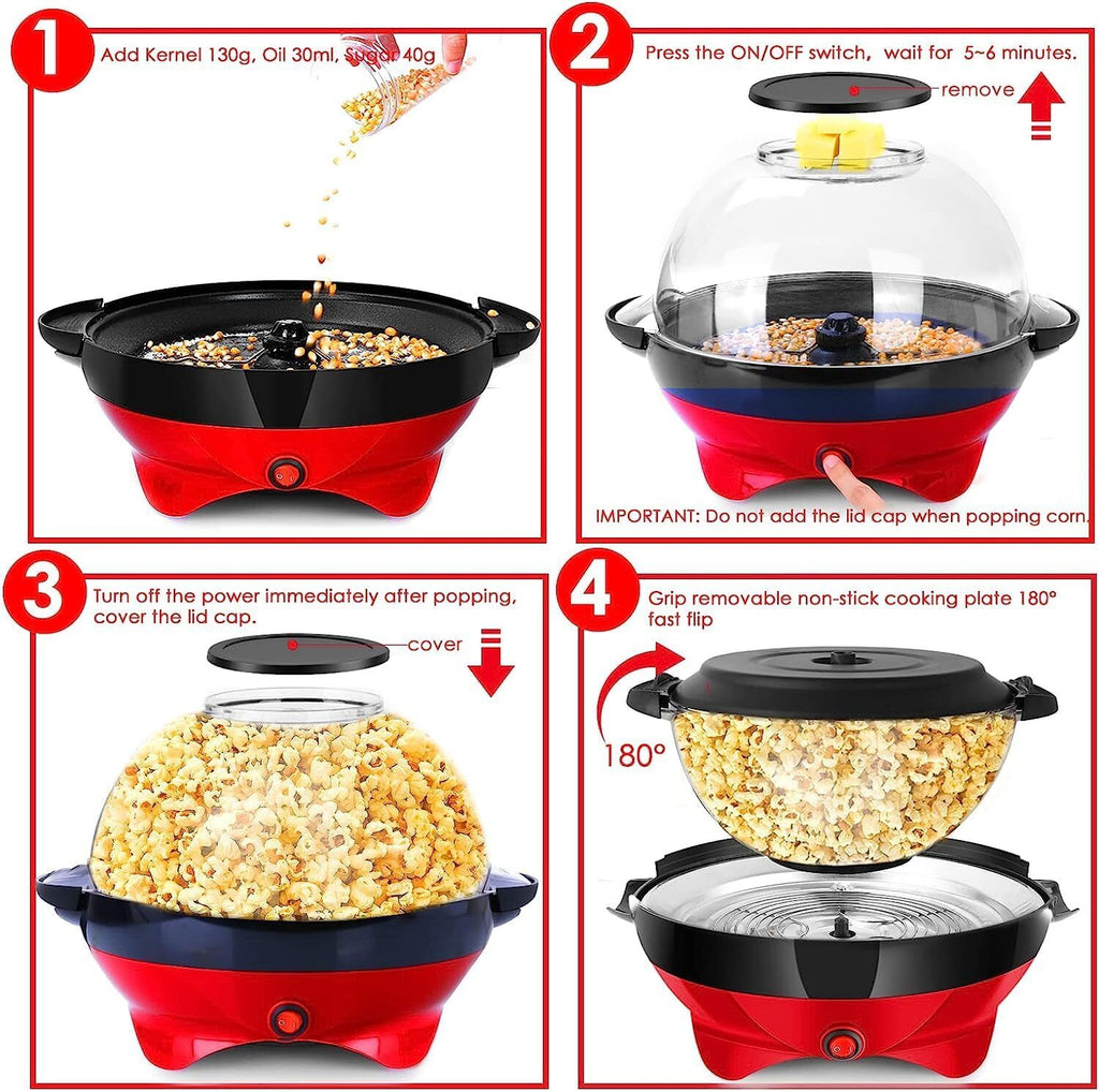 5L Home Electric Hot Air Popper Popcorn Maker Pop Corn Party Snack Machine 800W
