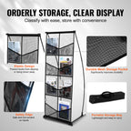 4-Tier Mesh Brochure Display Stand with 8 Pockets for Magazines & Flyers