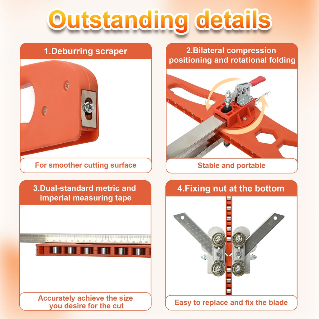 Foldable Gypsum Board Cutter Hand Push Dual Positioning Tool For Drywall Cutting