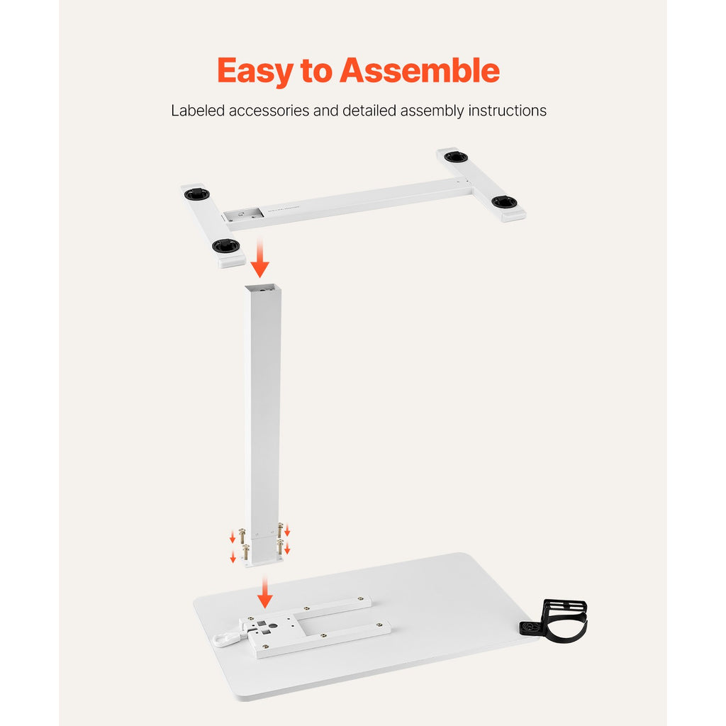 Adjustable Overbed Table with Hydraulic System and Hidden Wheels