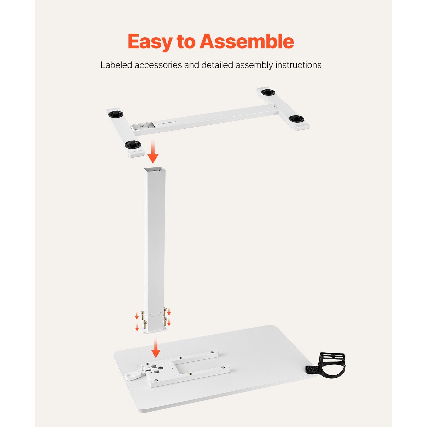 Adjustable Overbed Table with Hydraulic System and Hidden Wheels