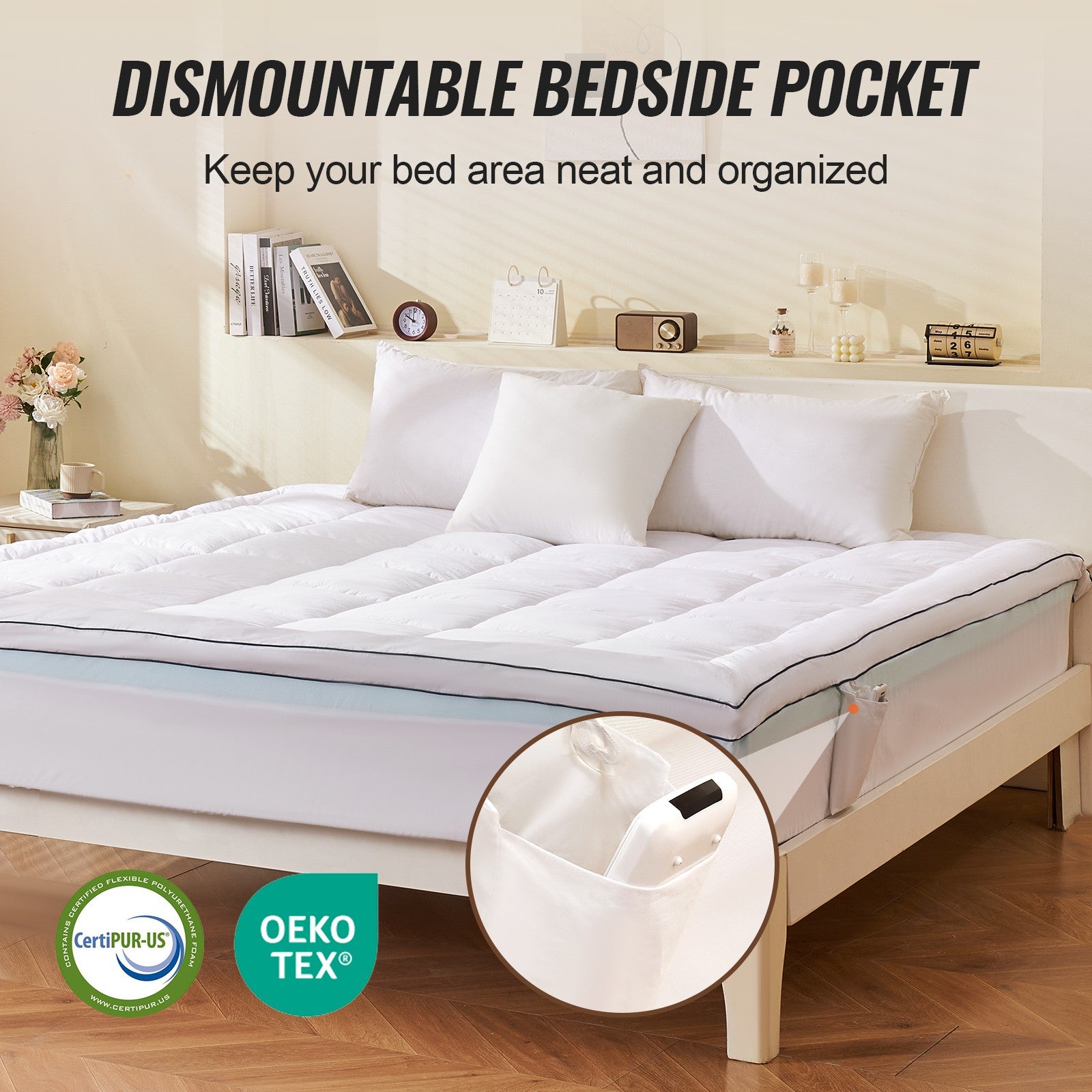 King Size Memory Foam Mattress Topper with Cooling Gel, 101.6 mm Thickness