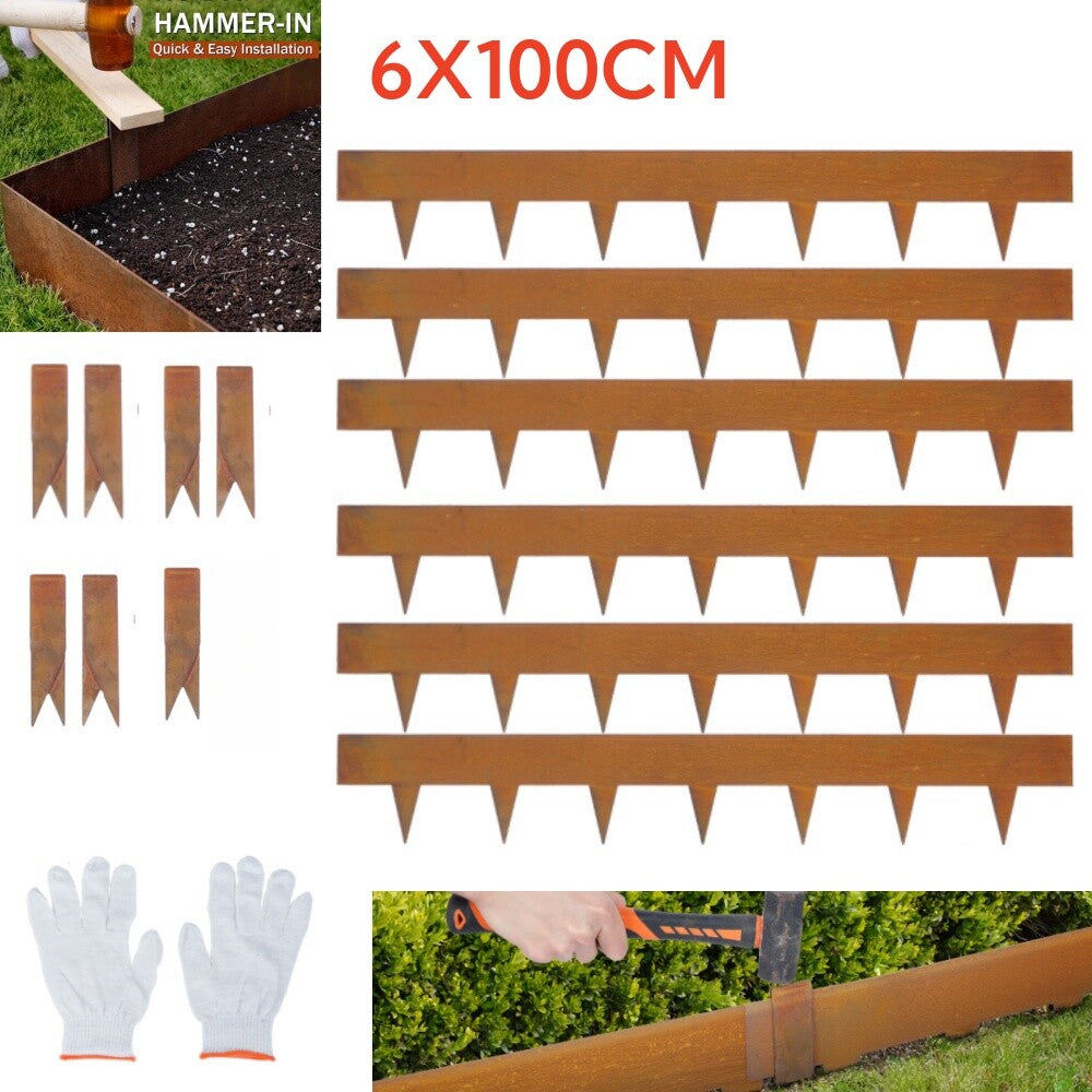 6Pcs 6M Landscape Lawn Edging Garden Edging Borders Yard Patina Garden Border AU