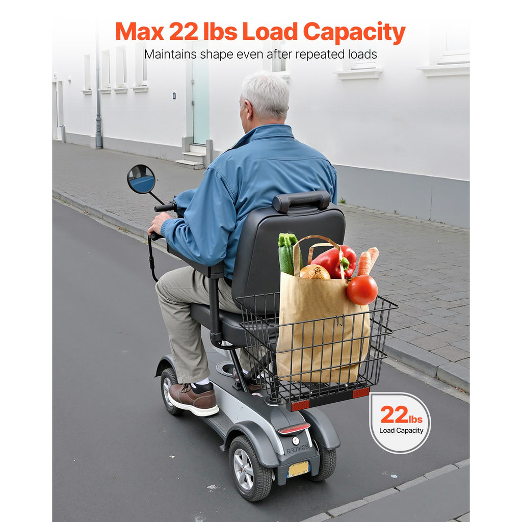 Heavy Duty Rear Basket for Mobility Scooters - 22 lbs Capacity, Easy Install