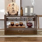 Meditation Altar Table for Spiritual Puja Table with Drawer Bamboo Furniture